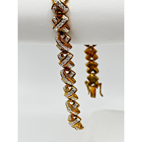 Vintage Gold Plated Sterling Silver 925 Bracelet 8″ and 18G - Picture 5 of 7